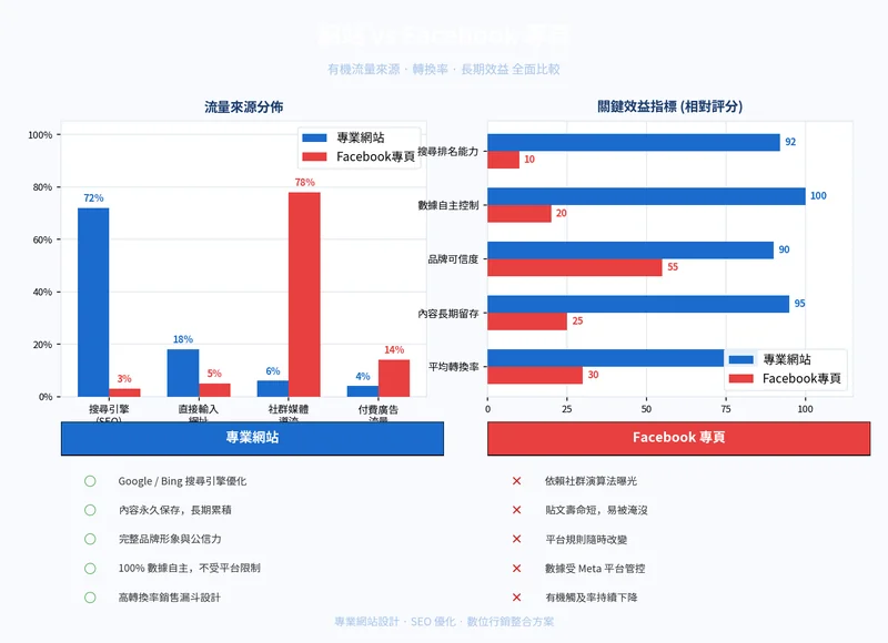 網站 vs Facebook專頁流量來源比較